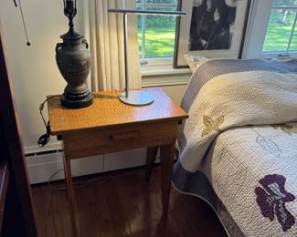 Another antique cloisonne lamp, love this antique oak simple table! Lewis Sher