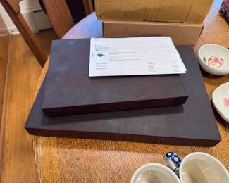 Two like-new mahogany end grain butcher blocks. Purchased recently from etsy woodsmith. I don't think they have been used