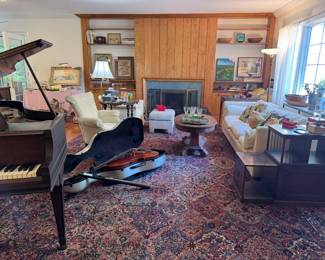 Living room, HUGE KARASTAN RUG! Recently cleaned too. Very colorful, lots of colors to pull and decorate with. 11.3 x 16.5, includes rug pad underneath