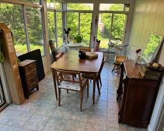 Sunroom with MCM table and chairs set (needs refinishing)