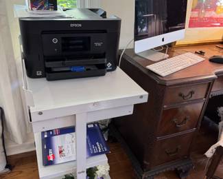 Apple desktop computer, running Mojave, wiped and ready to go! Fancy printer cart and newer Epson printer with extra ink.