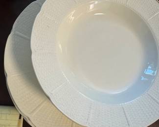Beautiful Wedgwood Osier dishes, the basketweave-like pattern and scalloped edges are so beautiful!!