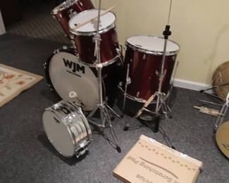 drum kit with symbols, bell, etc.