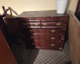 bookmatched walnut empire chest of drawers, 1800's
