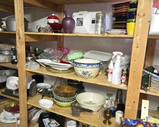 hundreds of china, glass, pottery, porcelain, crystal, metal items, dishes, etc.
