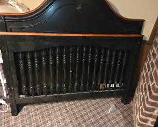 black wood headboard, footboard