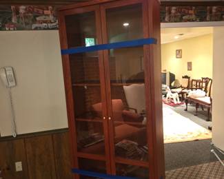 full height oakd full glass door book case