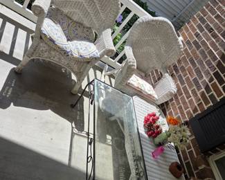 white wicker set for patio