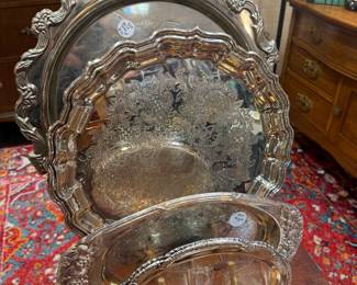 silver plate trays various sizes