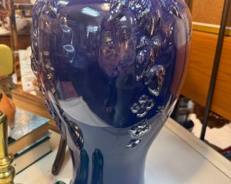 large blue glass vase
