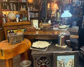 Antiques and collectibles throughout the store