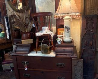 lamps, antique furniture