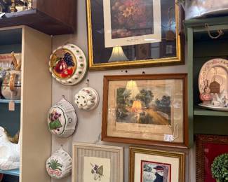framed art, cake plates, framed art