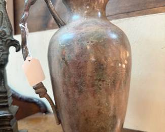 Vintage Iron Glazed  Pitcher with curved handle 