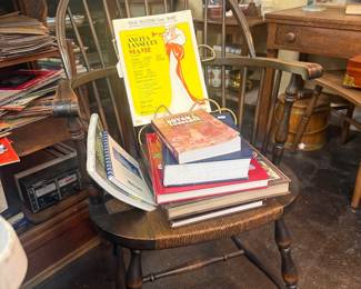 vintage chair, books