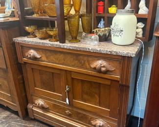 Victorian walnut marble topped table