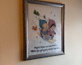 Framed Cross-Stitch "Joyful times are even better When you get good friends together"