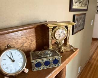Ornate Gilt Mantel Clock and Decorative Box