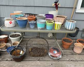 Assorted Ceramic, Terracotta, and Metal Planters