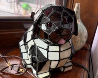 Tiffany Style Stained Glass Dalmatian Dog Lamp