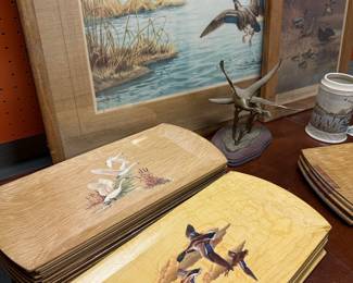 Set of 8 Vintage HASKO Lap Trays with Duck and Crane Motifs