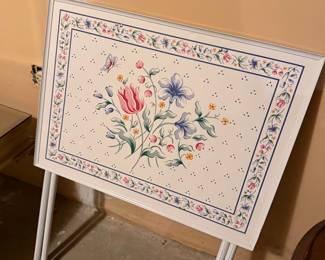 Vintage Floral TV Tray Table with Folding Legs