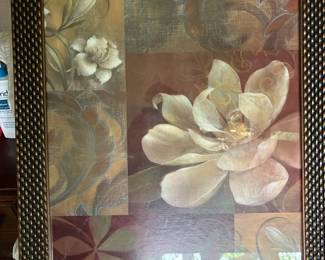 Framed Print With Flowers In Squares