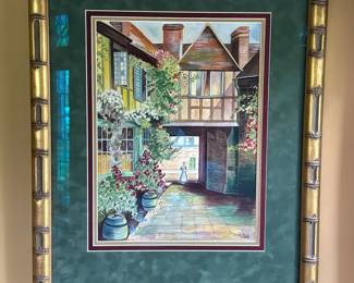 Framed Picture Of Dutch Women In Courtyard