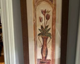 Framed Red Flowers In Tall Vase