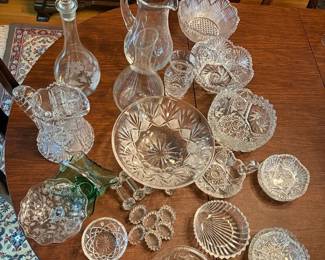 Collection Of Crystal And Cut Glass Bowls, Pitchers And Other Items