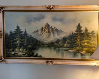 Vintage Oil on Canvas lake Scene