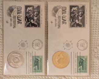 1861-1961 Civil War Centennial First Day Issue Stamp/Medallions