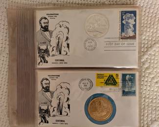 Vintage Yellowstone Centennial 1872-1972 First Day Issue stamp and Medallion 