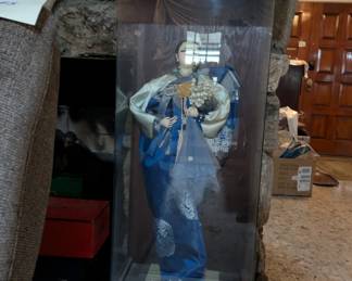 Vintage Large Porcelain Geisha under Glass