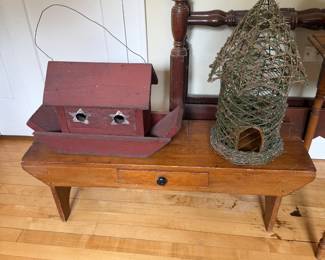 Bench with drawer and birdhouses