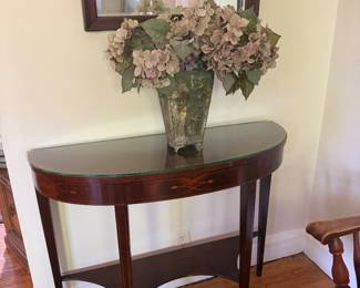 Charming half circle table with inlay