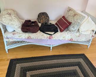 Wicker day bed and handbags