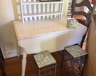 White drop leaf table and more