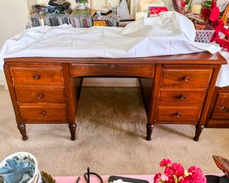 fully restored spacious solid wood desk.