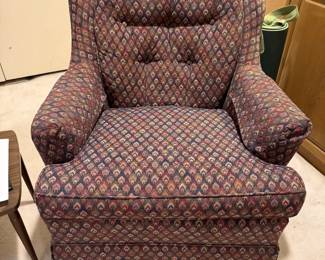 upholstered chair in pristine condition; this chair has a twin. priced individually or discounted for the pair. 