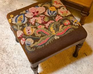 vintage embroidered footstool