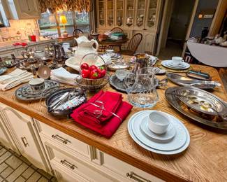 large collection of china and silverplated dinner wear and serving pieces