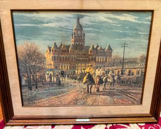 Tony Eubanks "Five After Six" limited edition print signed, numbered, certificate included; depicting the old Dallas courthouse		