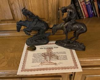 "The End of the Trail" bronze sculptures with certificate of authenticity 