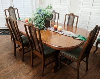 Cane Back Dining Table and Chairs