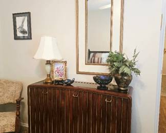 Demi Lune Mid Century Cabinet and Mirror