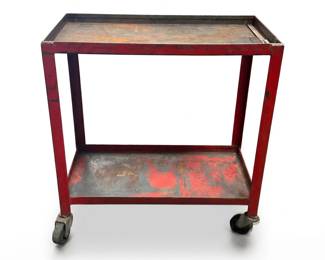 142 227industrialredtwotiersteelrollingshopcart