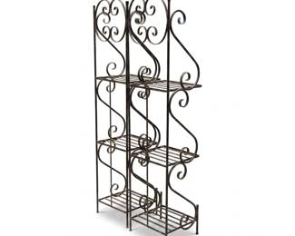 124 133pairscrolledwroughtirontieredplantstands