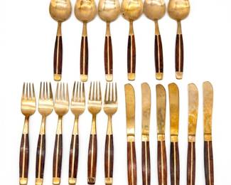 278 240midcenturybrassrosewoodflatwareservice