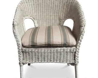 093 30whitewickerbarrelbackarmchairstripedcushion